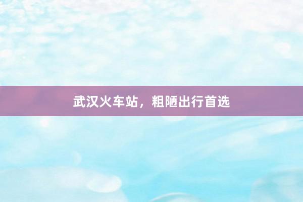 武汉火车站，粗陋出行首选